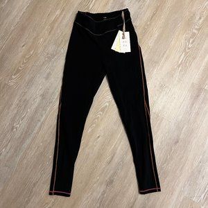 New Womens Sapopa Orione Leggings in Black with Neon Stitching